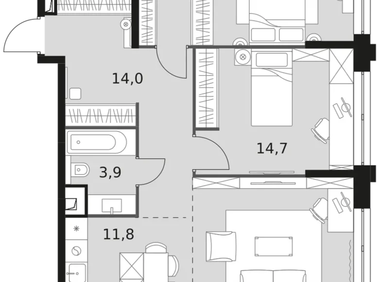 Wohnung 3 zimmer 87 m² Nordwestlicher Verwaltungsbezirk, Russland