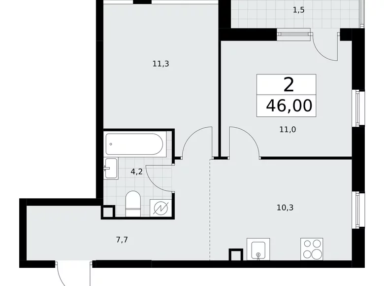 Apartamento 2 habitaciones 46 m² Postnikovo, Rusia