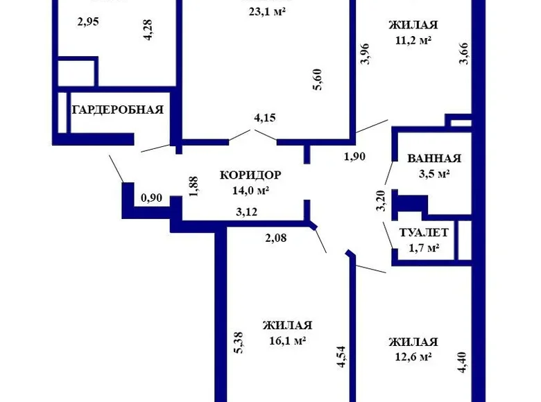 Квартира 4 комнаты 102 м² Минск, Беларусь