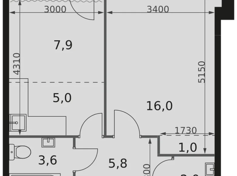 Appartement 1 chambre 43 m² Moscou, Fédération de Russie