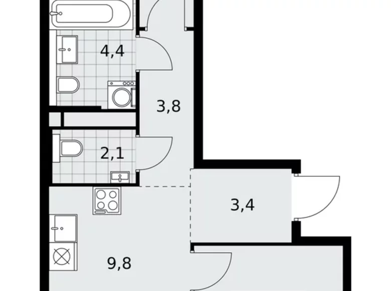 Appartement 3 chambres 56 m² poselenie Sosenskoe, Fédération de Russie