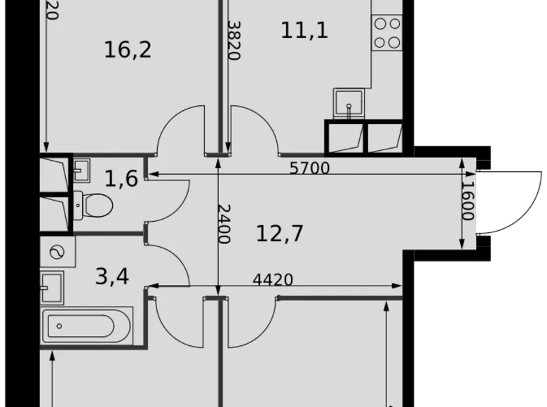 Квартира 3 комнаты 73 м² Развилка, Россия