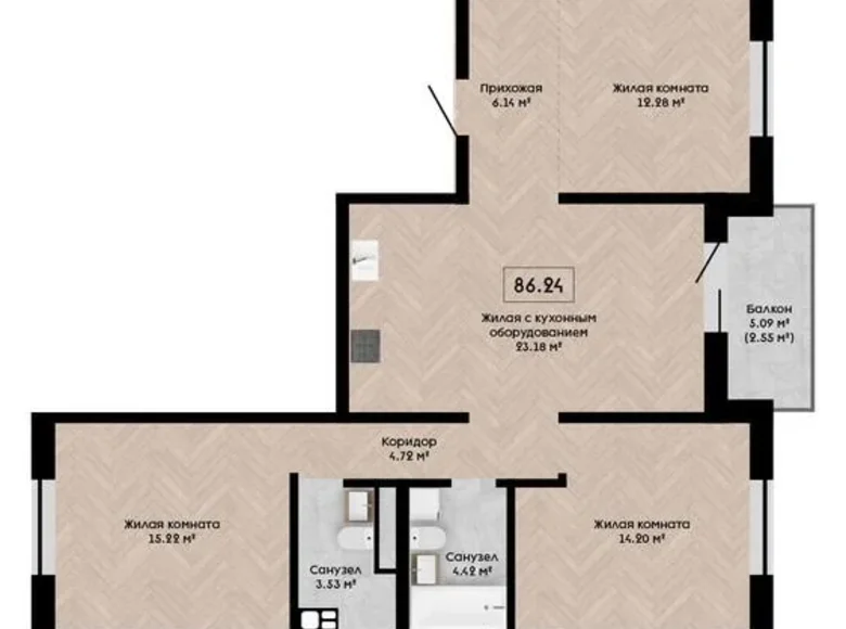 Appartement 4 chambres 86 m² Kalodziscanski sielski Saviet, Bélarus
