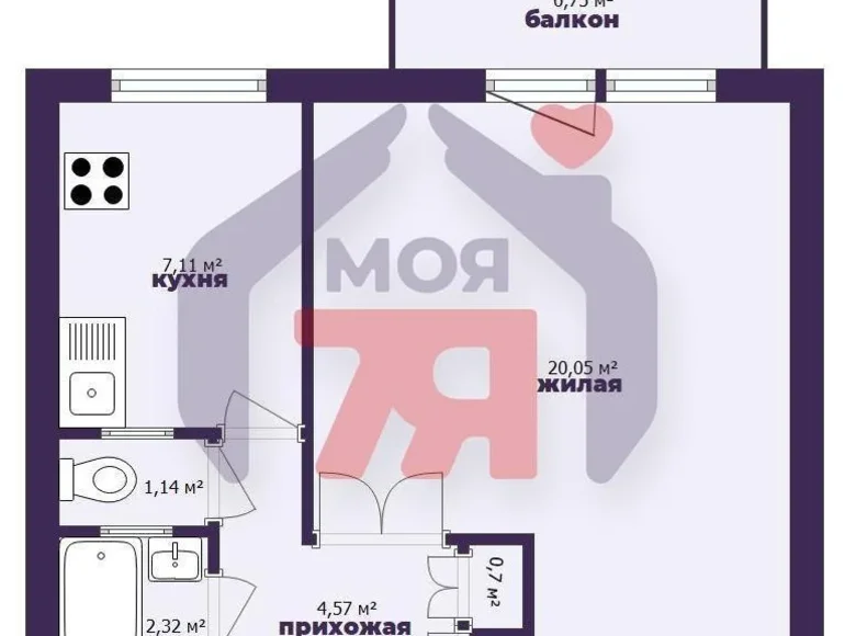 Квартира 1 комната 37 м² Борисов, Беларусь