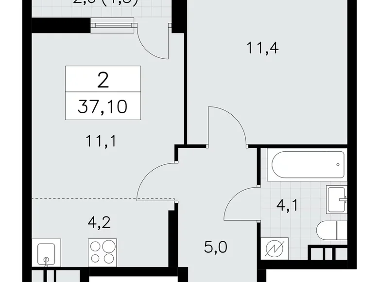 Wohnung 2 zimmer 37 m² poselenie Sosenskoe, Russland