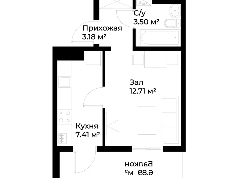 Kvartira 1 xona 29 m² Toshkentda