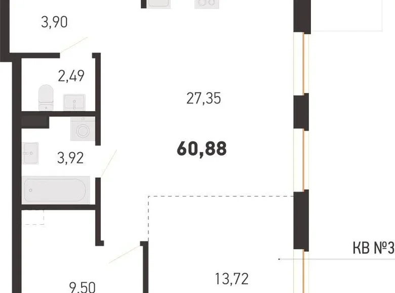 Квартира 3 комнаты 61 м² Копище, Беларусь