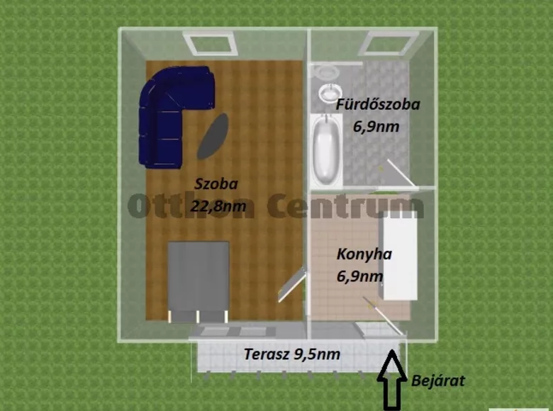 1 room apartment 37 m² Veszpremi jaras, Hungary