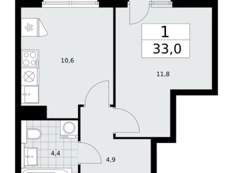 Apartamento 1 habitación 33 m² poselenie Sosenskoe, Rusia
