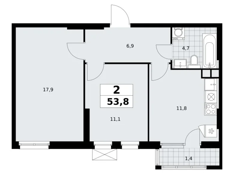 Apartamento 2 habitaciones 54 m² South-Western Administrative Okrug, Rusia