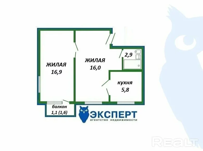 Квартира 2 комнаты 42 м² Минск, Беларусь