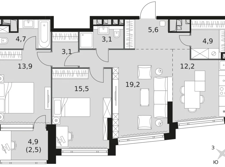 Appartement 3 chambres 85 m² Moscou, Fédération de Russie