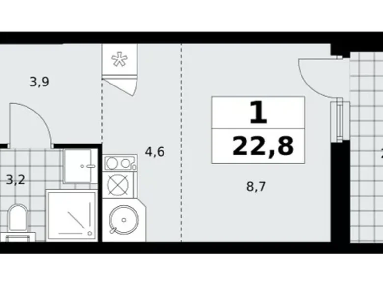 Apartamento 1 habitación 23 m² Moscú, Rusia