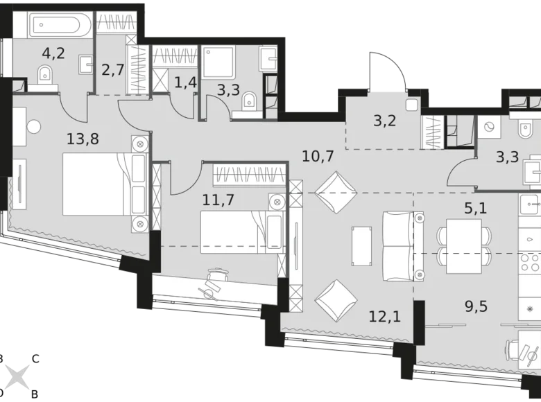 Apartamento 3 habitaciones 81 m² Moscú, Rusia