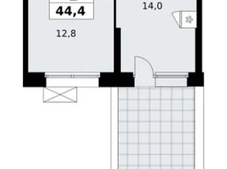 Квартира 1 комната 44 м² поселение Сосенское, Россия