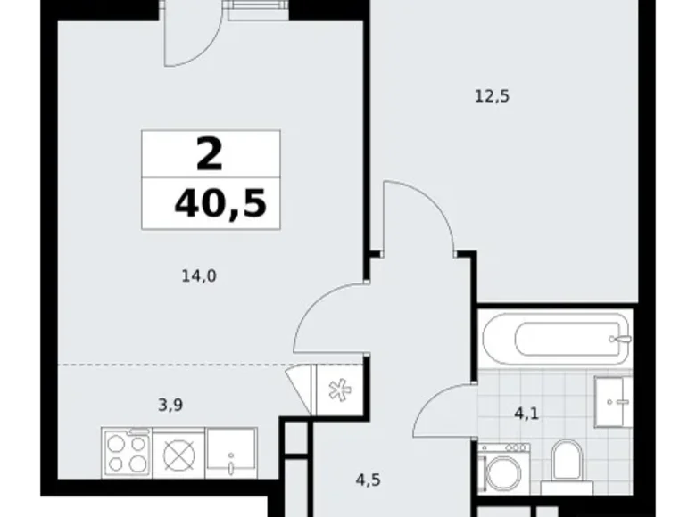 Квартира 2 комнаты 41 м² Postnikovo, Россия