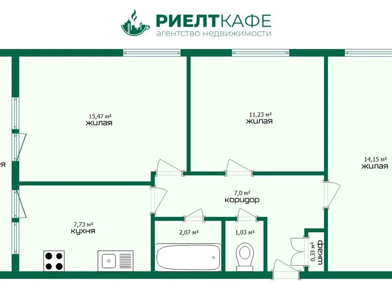 3 room apartment 59 m² Baranavichy, Belarus