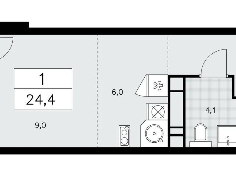 Apartamento 1 habitación 24 m² Moscú, Rusia