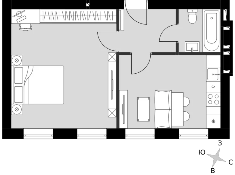 Mieszkanie 1 pokój 43 m² Naro-Fominskiy gorodskoy okrug, Rosja