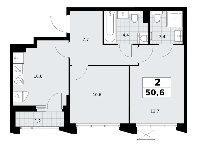 Wohnung 2 zimmer 51 m² Troizk, Russland