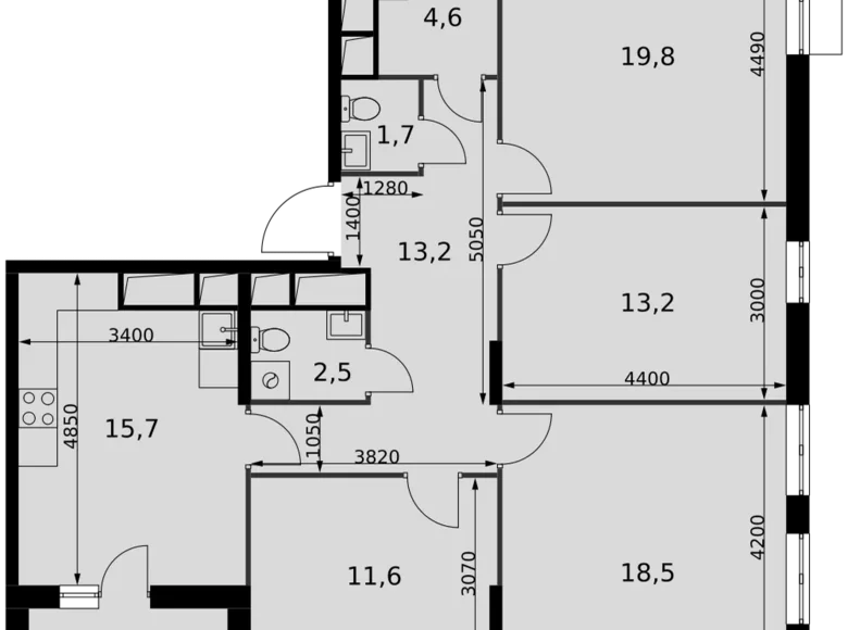 Квартира 4 комнаты 103 м² Развилка, Россия