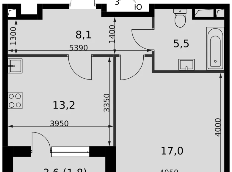 Квартира 1 комната 46 м² Северо-Западный административный округ, Россия