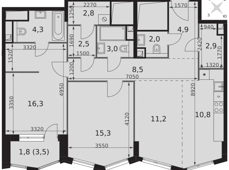 Квартира 3 комнаты 86 м² Северо-Западный административный округ, Россия