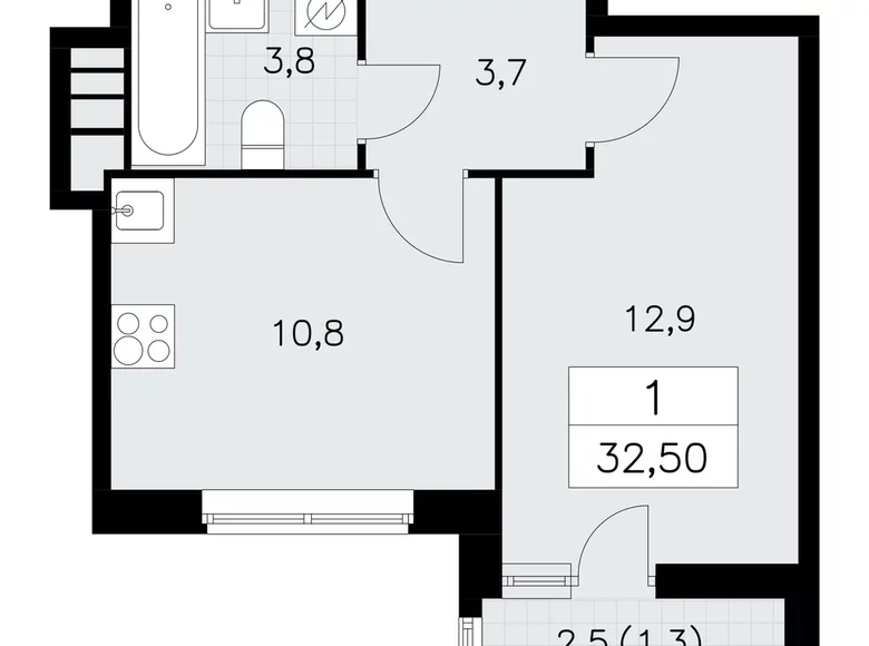 Appartement 1 chambre 33 m² poselenie Sosenskoe, Fédération de Russie