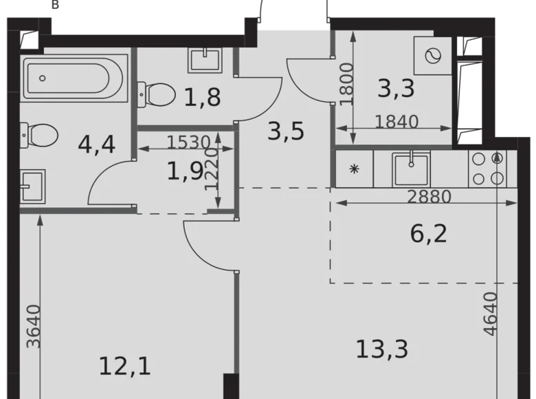 Mieszkanie 2 pokoi 47 m² North-Western Administrative Okrug, Rosja