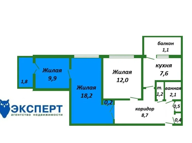 Mieszkanie 3 pokoi 64 m² Mińsk, Białoruś