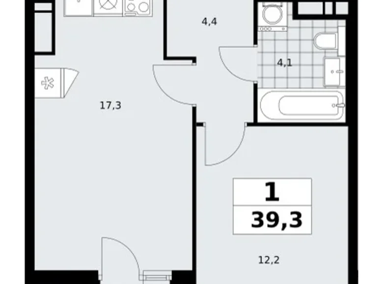 Mieszkanie 1 pokój 39 m² poselenie Sosenskoe, Rosja