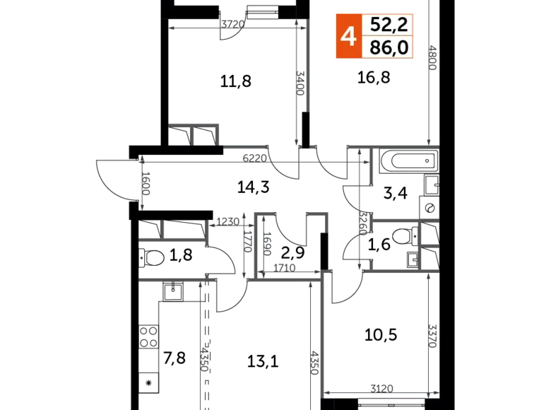 Appartement 4 chambres 86 m² Razvilka, Fédération de Russie