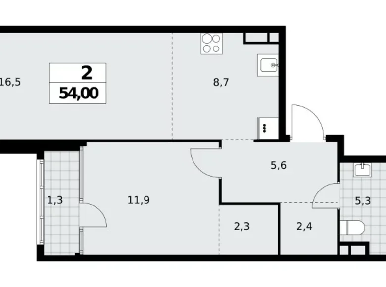 Квартира 2 комнаты 54 м² Северный административный округ, Россия