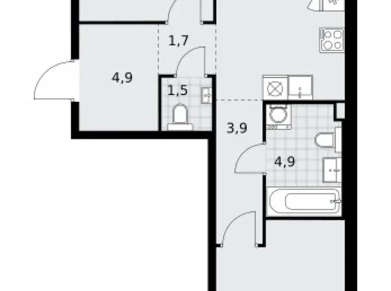 Appartement 2 chambres 58 m² Troïtsk, Russie