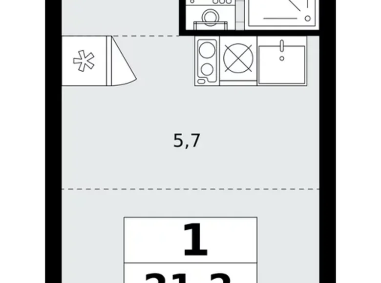 Wohnung 1 Zimmer 21 m² poselenie Sosenskoe, Russland