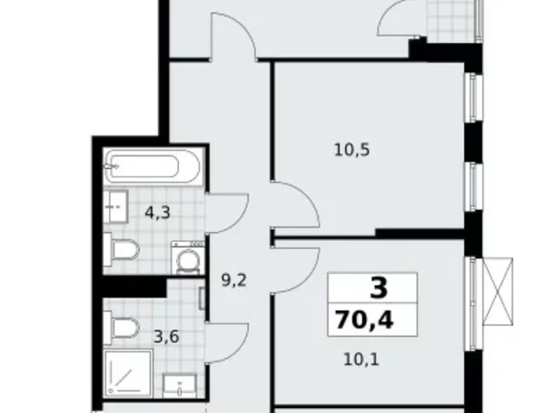 Appartement 3 chambres 70 m² poselenie Sosenskoe, Fédération de Russie