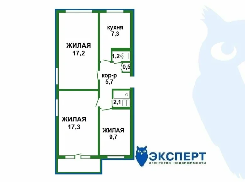 3 room apartment 61 m² Minsk, Belarus