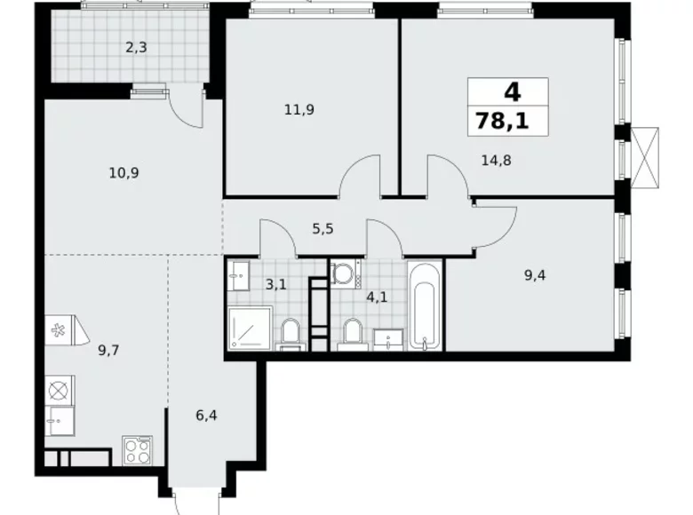 Apartamento 4 habitaciones 78 m² Moscú, Rusia