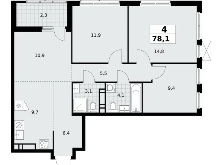 Wohnung 4 zimmer 78 m² Moskau, Russland