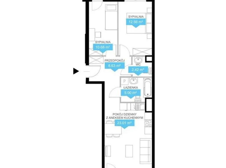 Mieszkanie 3 pokoi 62 m² Poznań, Polska