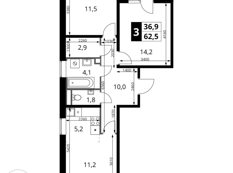 Apartamento 3 habitaciones 63 m² Jimki, Rusia