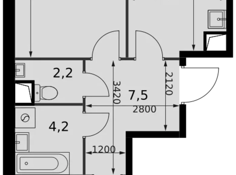 Wohnung 2 zimmer 59 m² Razvilka, Russland