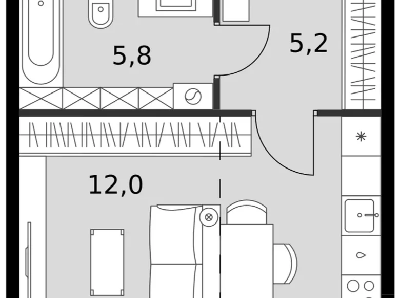 Квартира 1 комната 33 м² Северо-Западный административный округ, Россия