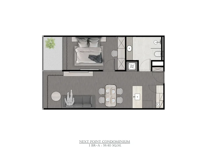 Appartement 1 chambre 59 m² Rawai, Thaïlande
