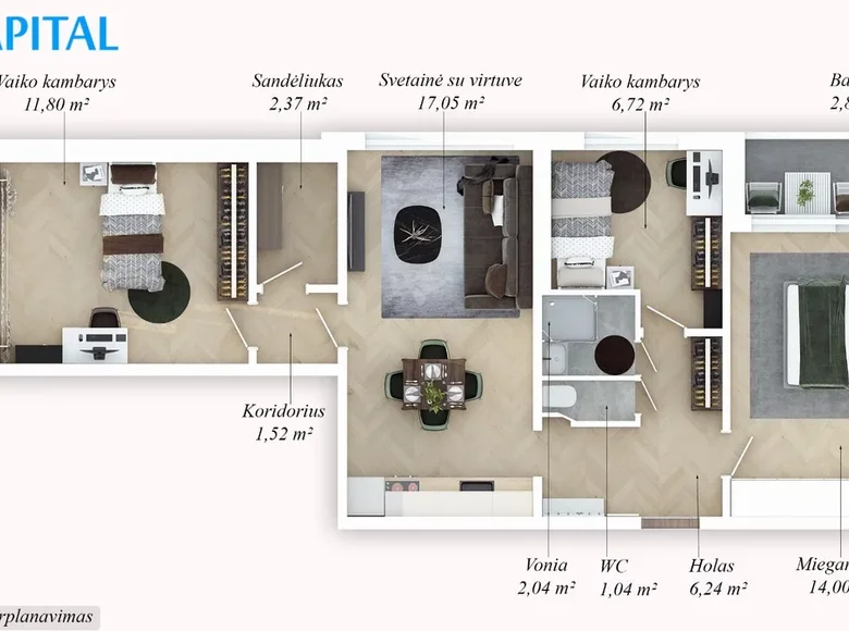 4 room apartment 69 m² Vilnius, Lithuania