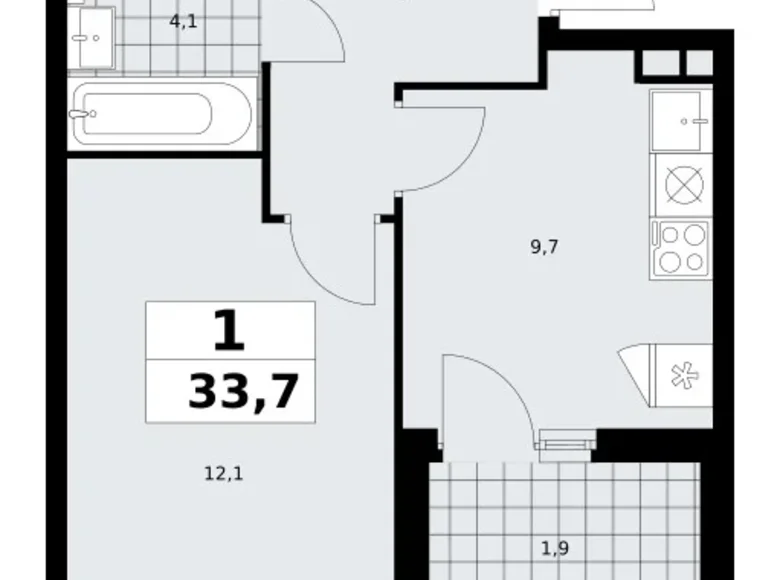 1 room apartment 34 m² poselenie Sosenskoe, Russia