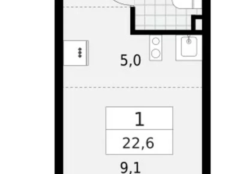 Квартира 1 комната 23 м² Красное Село, Россия