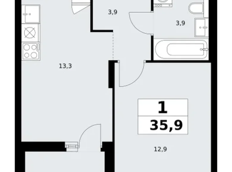 Appartement 1 chambre 36 m² poselenie Sosenskoe, Fédération de Russie