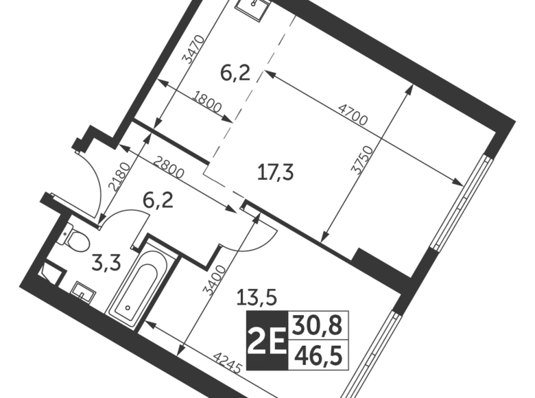 Квартира 2 комнаты 47 м² район Коньково, Россия