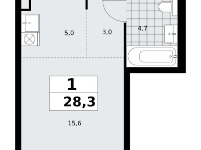 Apartamento 1 habitación 28 m² poselenie Sosenskoe, Rusia